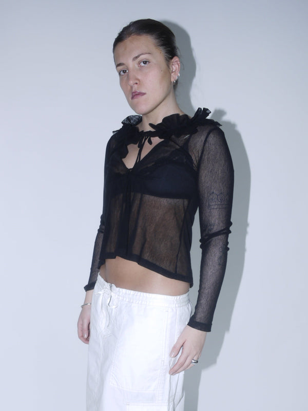 Sheer volant top cop copine
