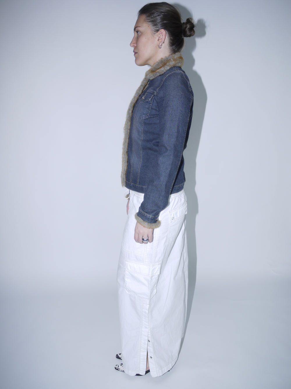 Denim jacket with fur