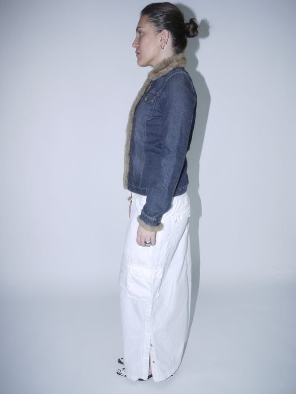 Denim jacket with fur